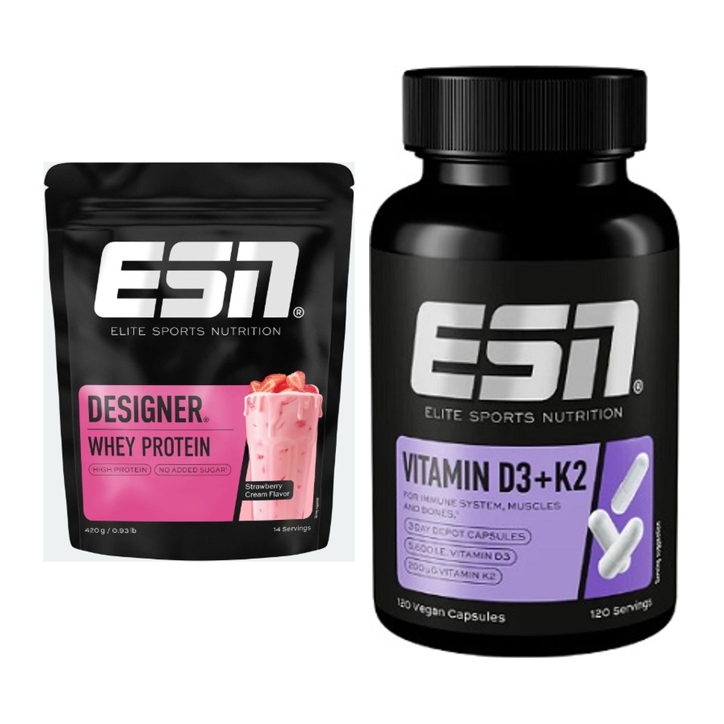 Basis-Set: ESN Designer Whey + ESN Vitamin D3 + K2 – alle enthaltenen Artikel