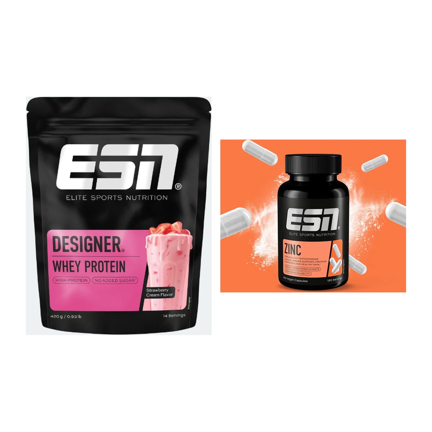 Basis-Set: ESN Designer Whey + ESN Zinc – alle enthaltenen Artikel