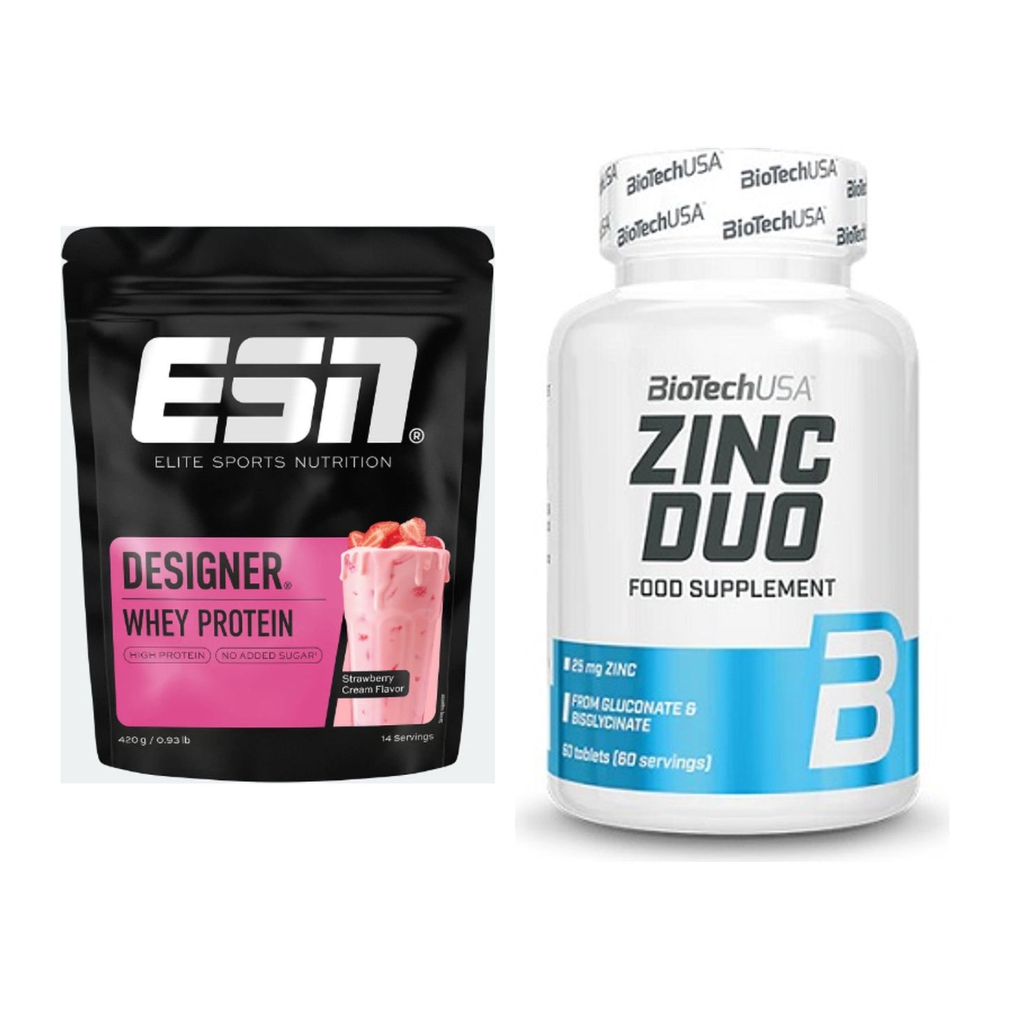 Basis-Set: ESN Designer Whey + BioTech Zinc Duo – alle enthaltenen Artikel