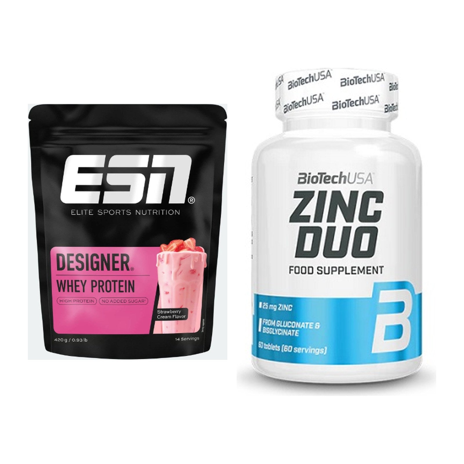Basis-Set: ESN Designer Whey + BioTech Zinc Duo – alle enthaltenen Artikel