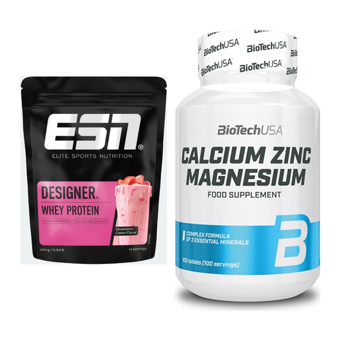 Basis-Set: ESN Designer Whey + BioTech Calcium Zinc Magnesium 100 – alle enthaltenen Artikel