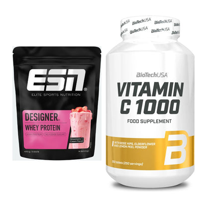 Basis-Set: ESN Designer Whey + BioTech Vitamin C 1000 250 Tabl. – alle enthaltenen Artikel