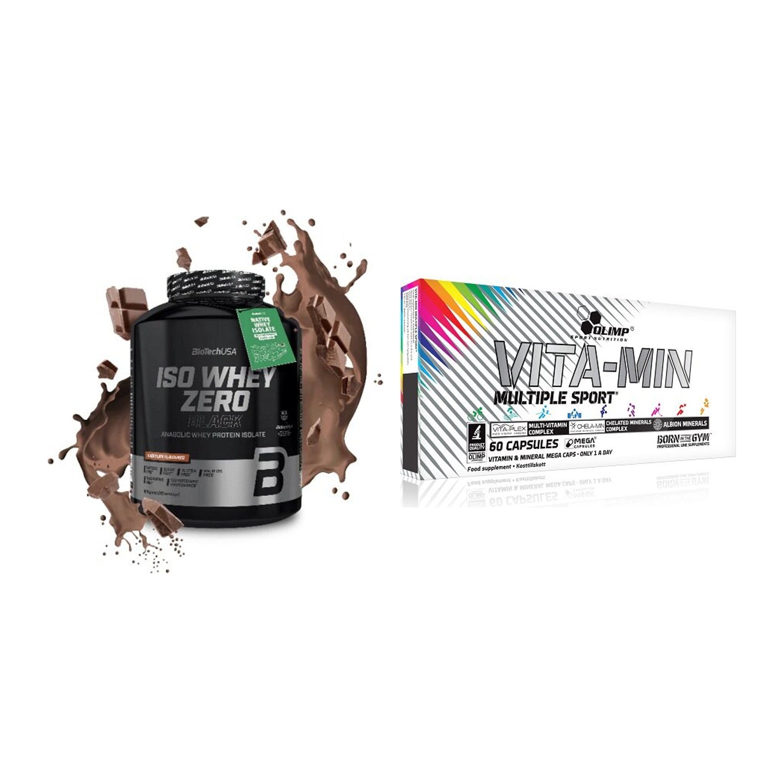 Basis-Set: BioTech Iso Whey Zero Black + Olimp Vita-Min Multiple Sport – alle enthaltenen Artikel