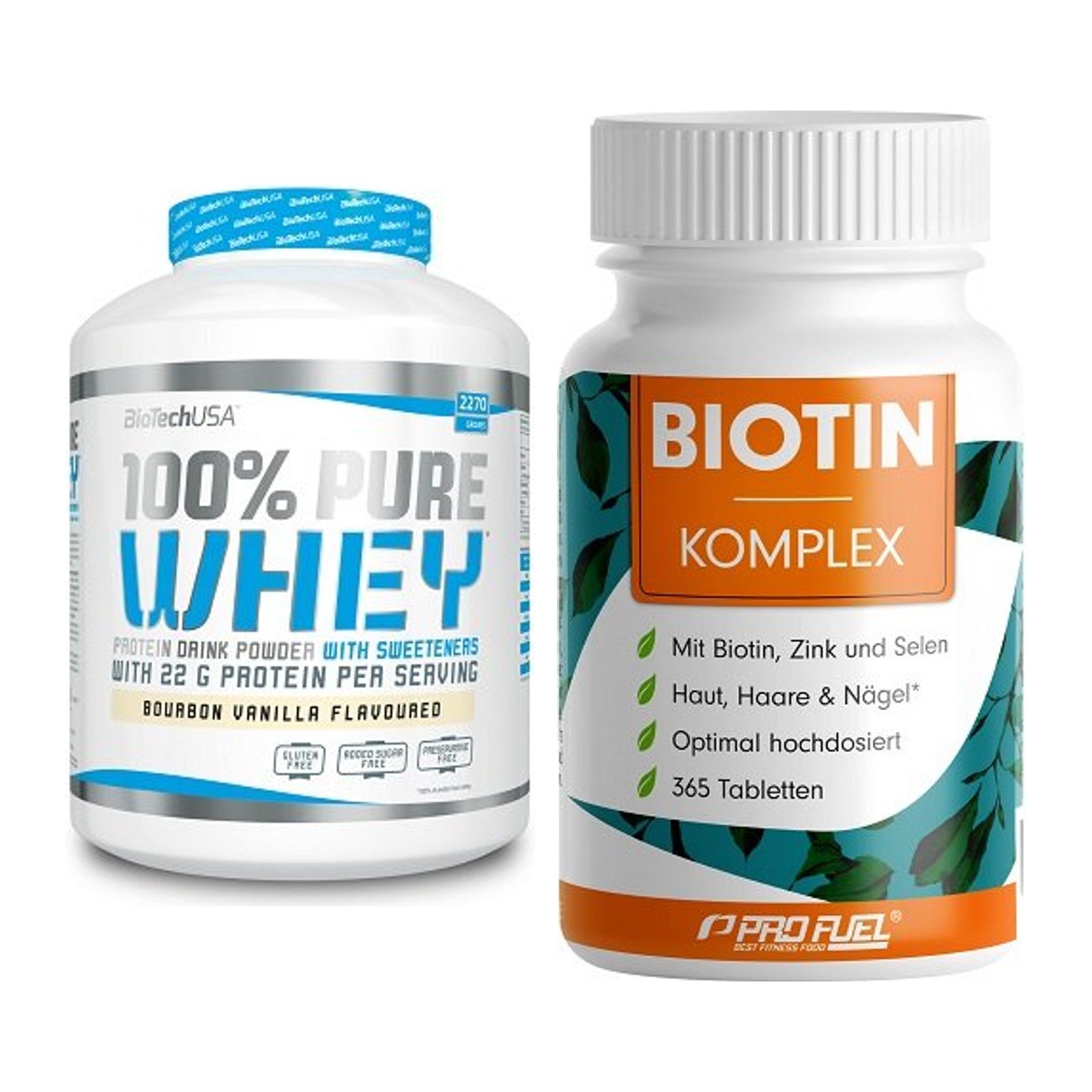 Basis-Set: BioTech 100% Pure Whey + ProFuel BIOTIN Komplex – alle enthaltenen Artikel