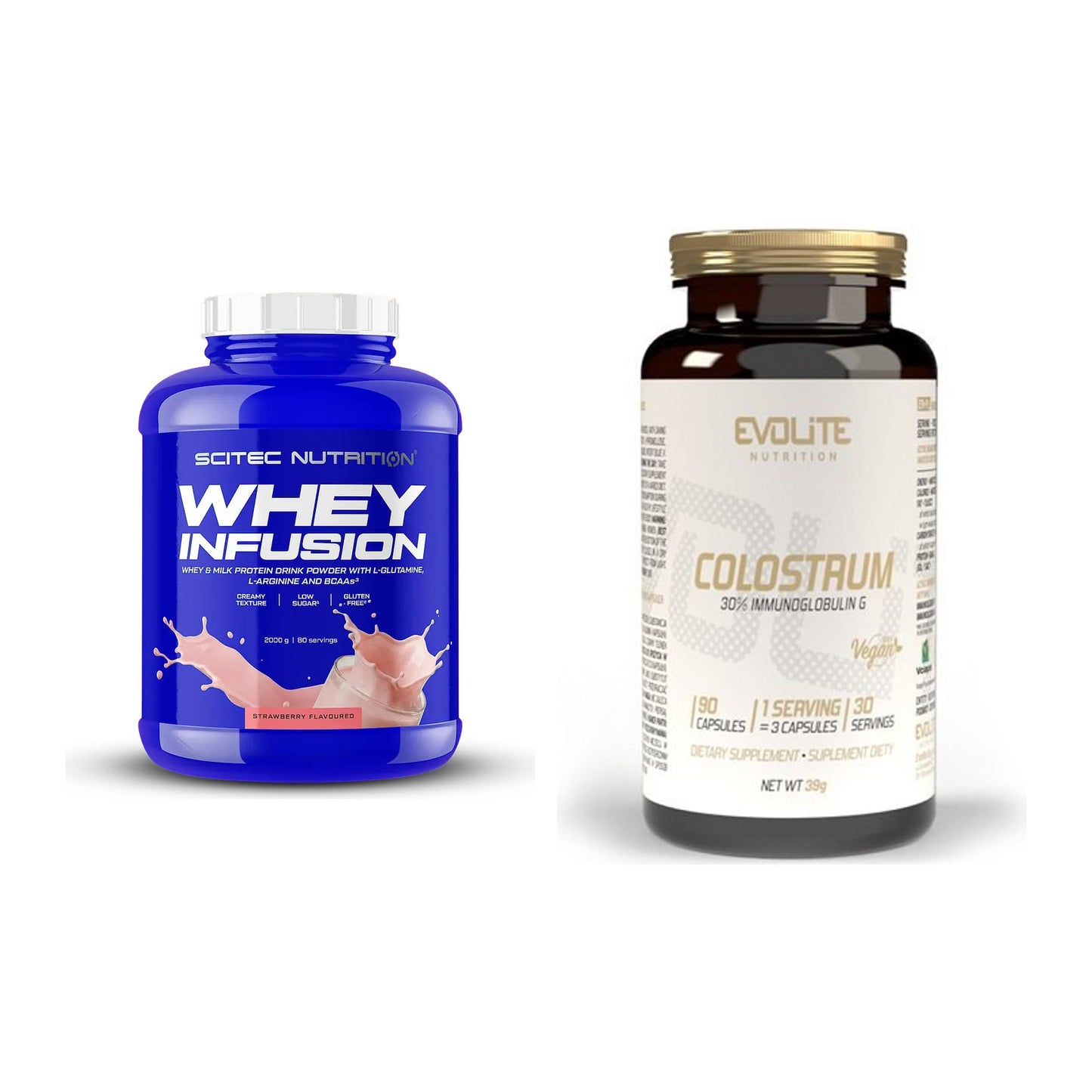 Basis-Set: Scitec Whey Infusion + Evolite Nutrition Colostrum 30% – alle enthaltenen Artikel