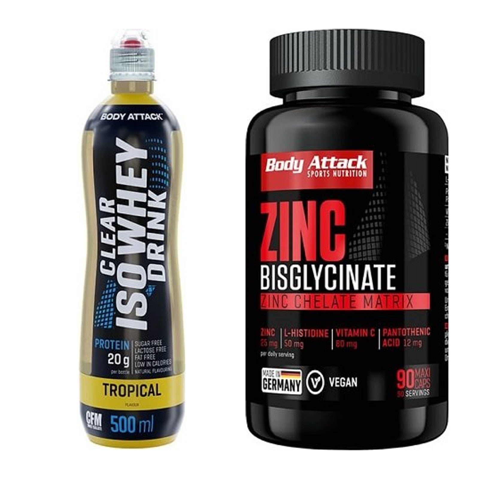 Basis-Set: Body Attack Clear Iso Whey + Body Attack Zink – alle enthaltenen Artikel
