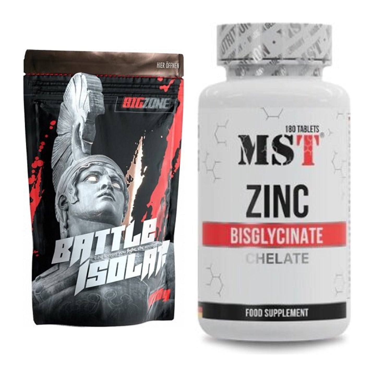 Basis-Set: Big Zone Battle Isolate + MST Zinc Chelate Bisglycinate – alle enthaltenen Artikel