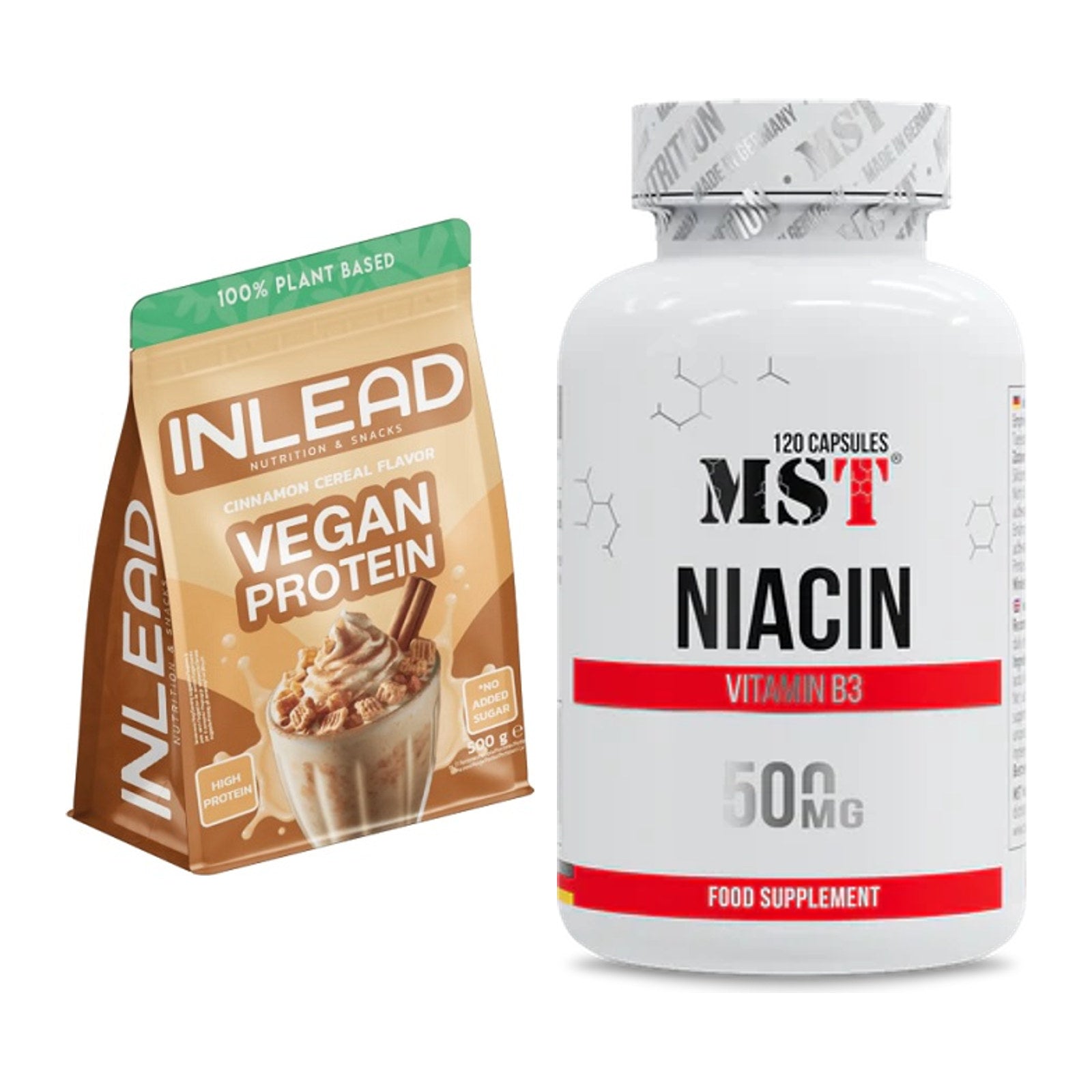 Basis-Set: INLEAD Vegan Protein + MST Niacin – alle enthaltenen Artikel