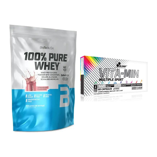 Basis-Set: BioTech 100% Pure Whey + Olimp Vita-Min Multiple Sport – alle enthaltenen Artikel
