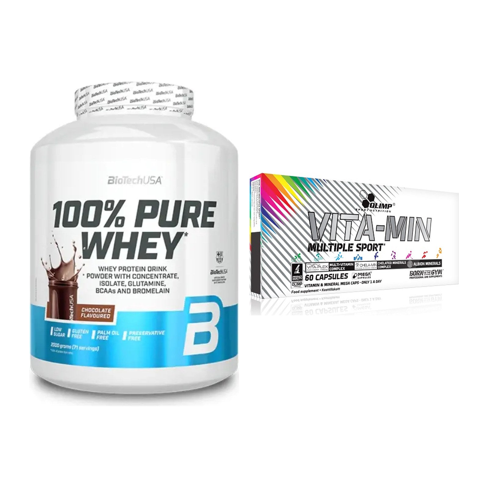Basis-Set: BioTech 100% Pure Whey + Olimp Vita-Min Multiple Sport – alle enthaltenen Artikel