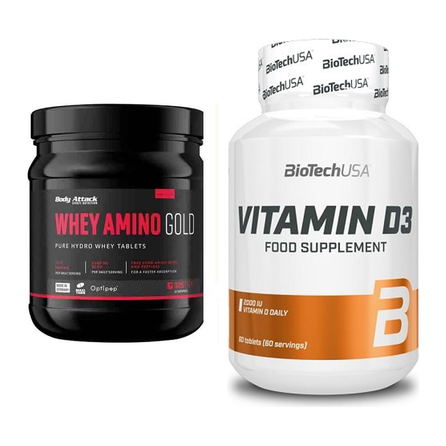 Basis-Set: Body Attack Whey Amino Gold + BioTech Vitamin D3 – alle enthaltenen Artikel