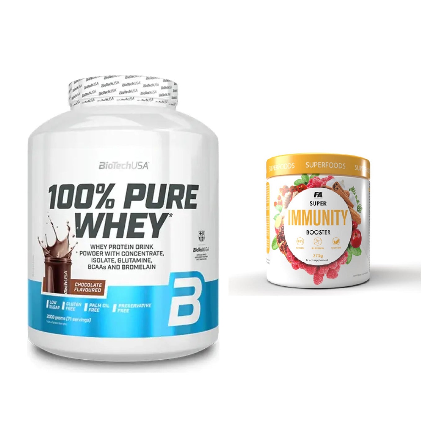 Basis-Set: BioTech 100% Pure Whey + FA Nutrition Wellnes Line Super – alle enthaltenen Artikel