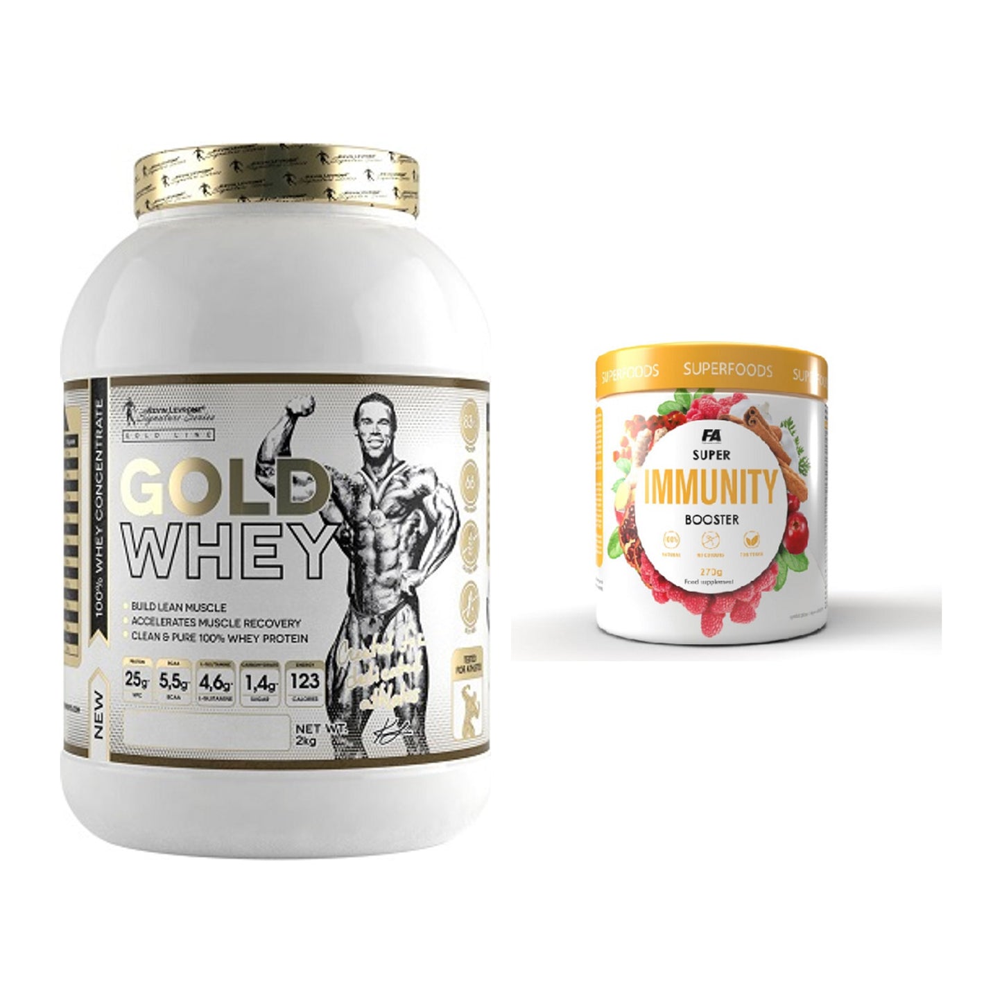 Basis-Set: Kevin Levrone Gold Whey + FA Nutrition Wellnes Line Super – alle enthaltenen Artikel