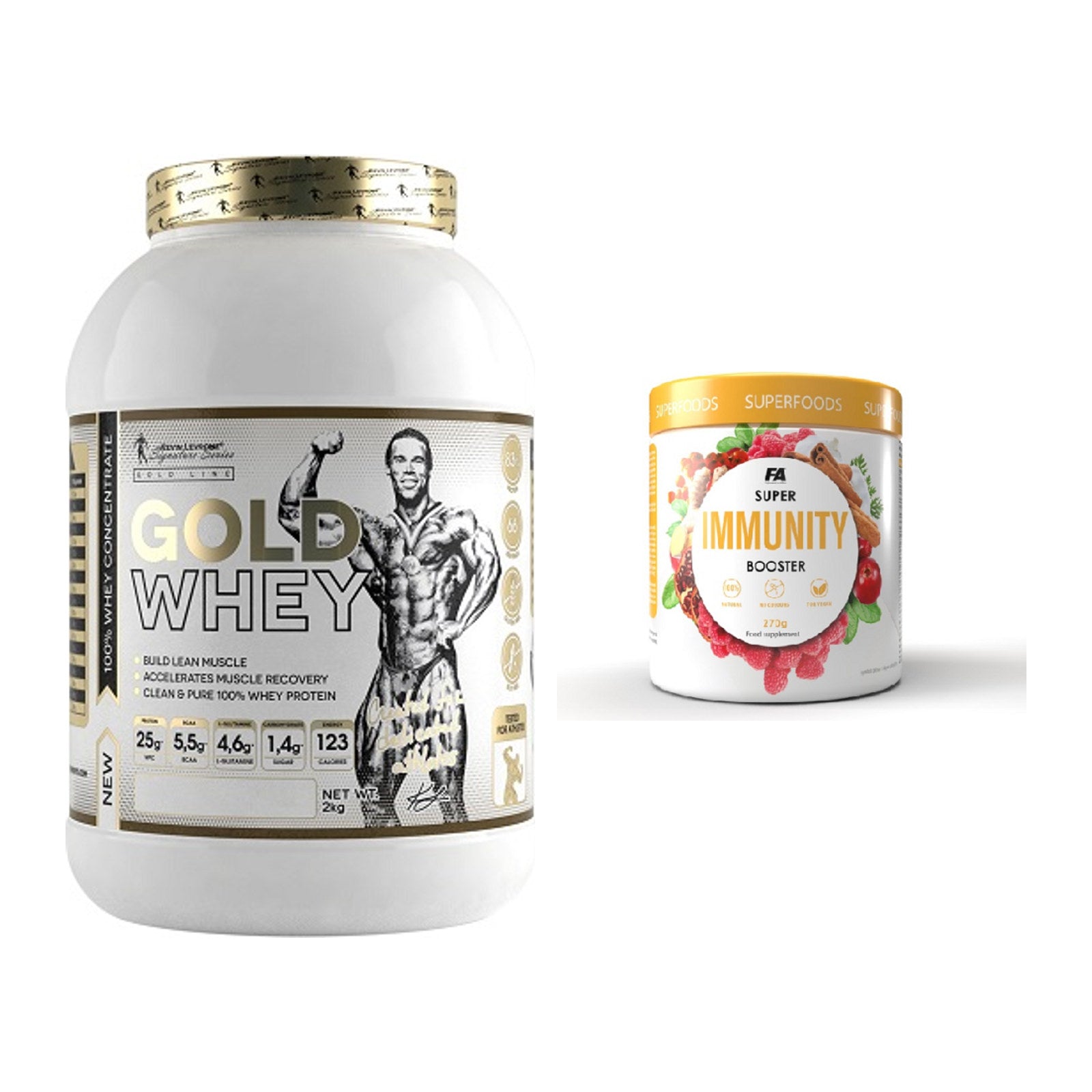 Basis-Set: Kevin Levrone Gold Whey + FA Nutrition Wellnes Line Super – alle enthaltenen Artikel