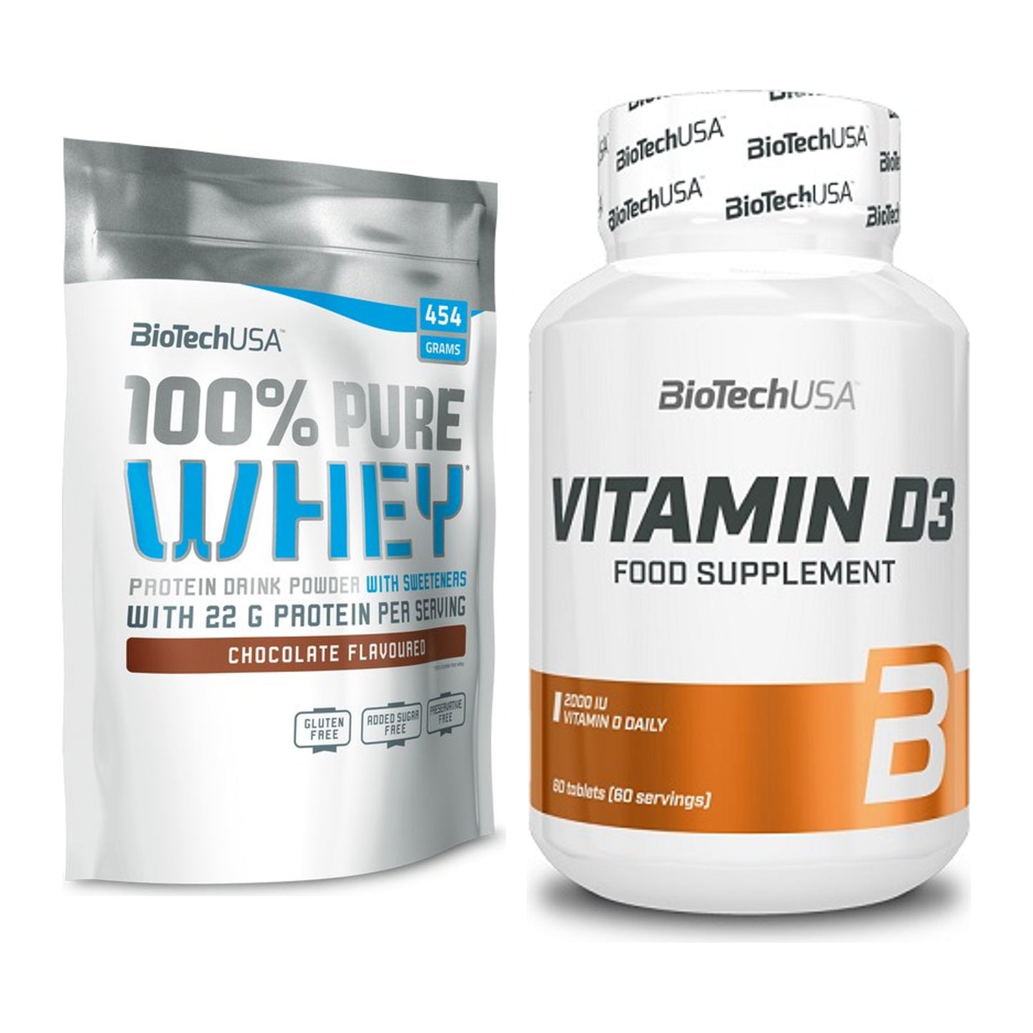 Basis-Set: BioTech 100% Pure Whey + BioTech Vitamin D3 – alle enthaltenen Artikel
