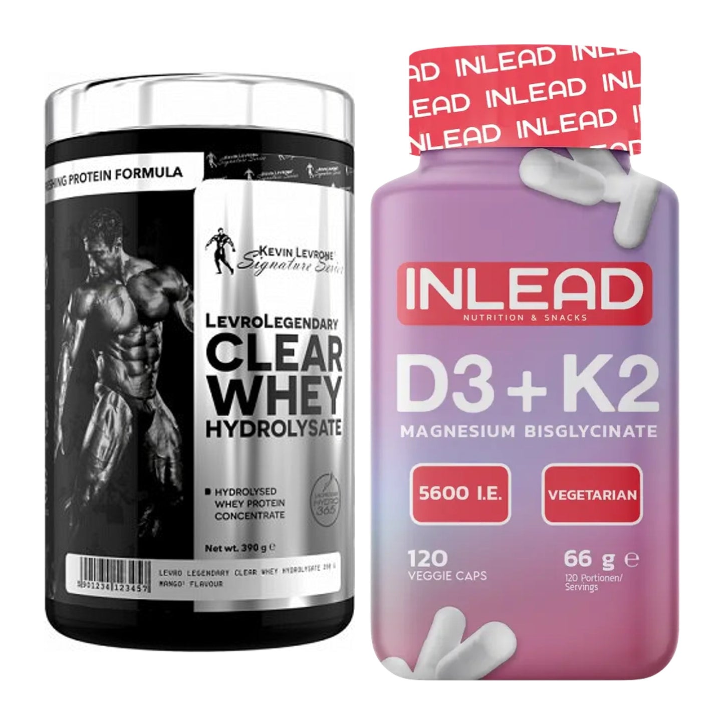 Basis-Set: Kevin Levrone Clear Whey + INLEAD Vitamin D3 + K2 – alle enthaltenen Artikel