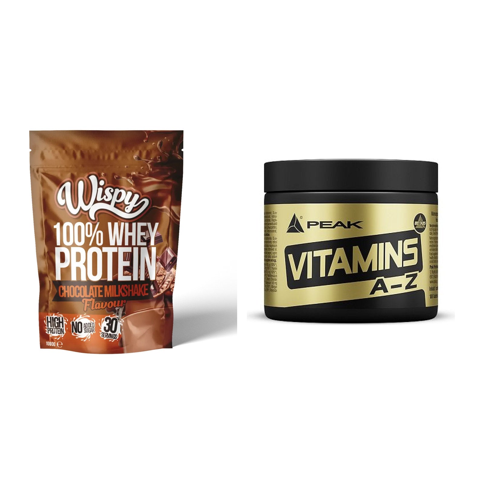 Basis-Set: Wispy Whey 100% + Peak Vitamin A-Z 180 Tabl. – alle enthaltenen Artikel