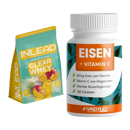 Basis-Set: INLEAD Clear Whey Isolate + ProFuel EISEN + nat. Vitamin C – alle enthaltenen Artikel