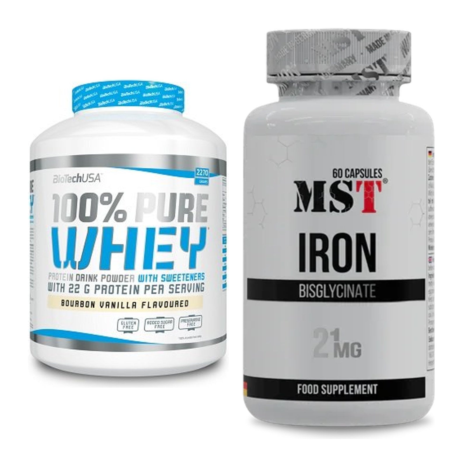 Basis-Set: BioTech 100% Pure Whey + MST Iron Bisglycinate – alle enthaltenen Artikel