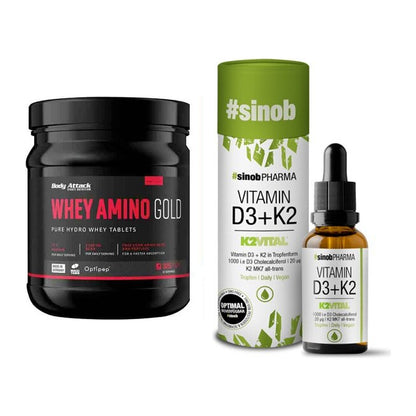 Basis-Set: Body Attack Whey Amino Gold + Sinob Vitamin D3 + K2 Tropfen – alle enthaltenen Artikel