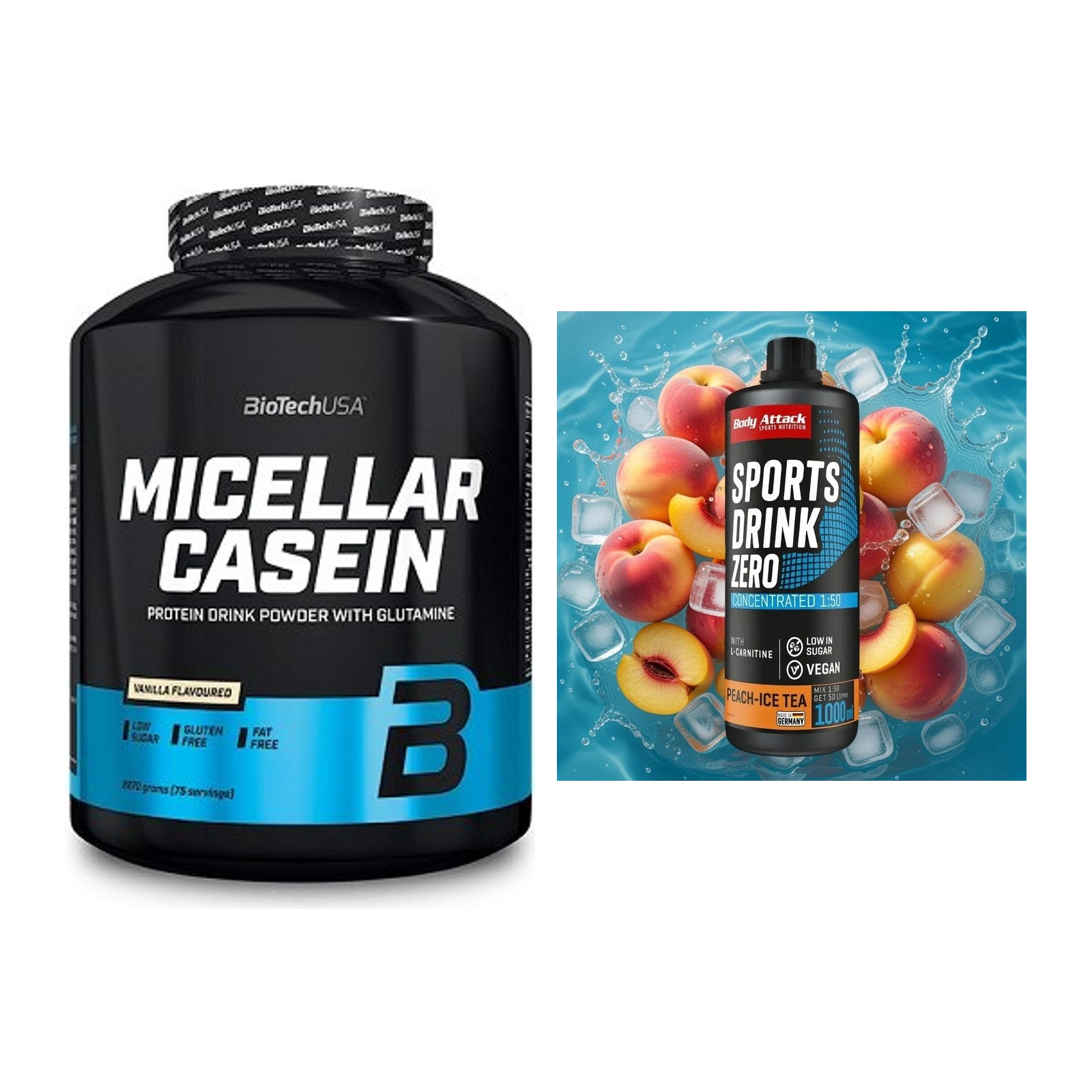 Basis-Set: BioTech Micellar Casein + Body Attack Sports Drink Zero – alle enthaltenen Artikel