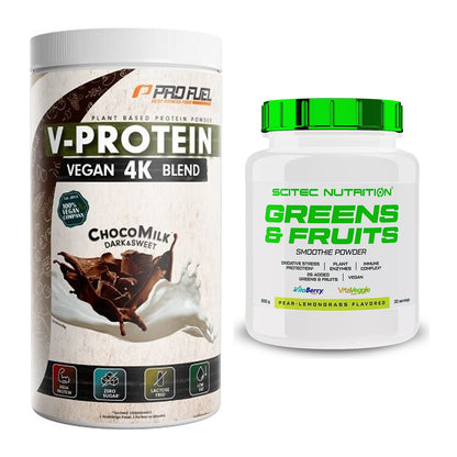 Basis-Set: ProFuel V-PROTEIN vegan 4K blend + Scitec Greens & Fruits – alle enthaltenen Artikel