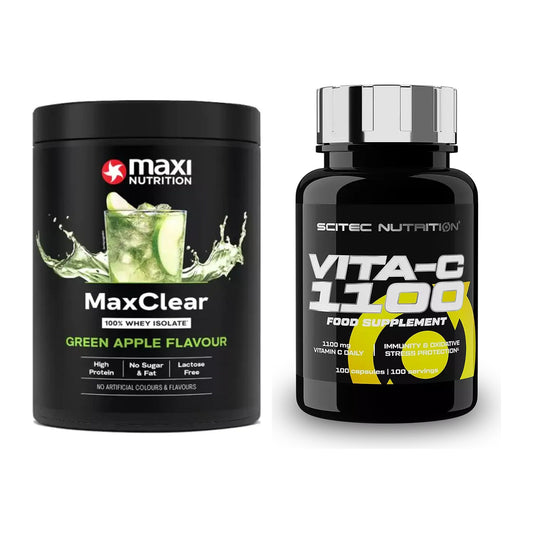 Basis-Set: MaxiNutrition MaxClear 100% Clear + Scitec Vitamin C 1100 – alle enthaltenen Artikel