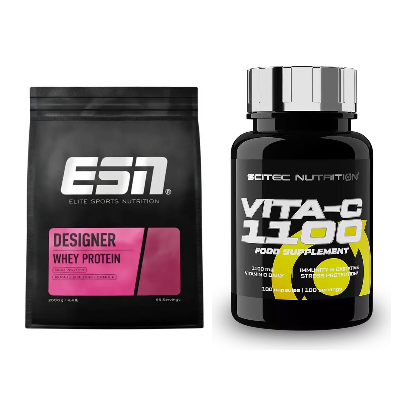 Basis-Set: ESN Designer Whey + Scitec Vitamin C 1100 – alle enthaltenen Artikel