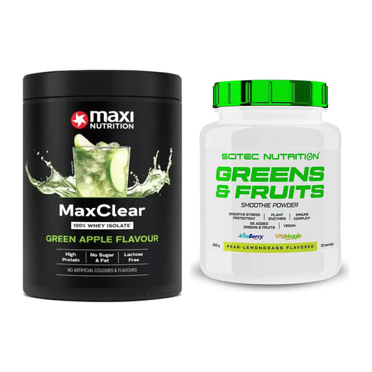 Basis-Set: MaxiNutrition MaxClear 100% Clear + Scitec Greens & Fruits – alle enthaltenen Artikel