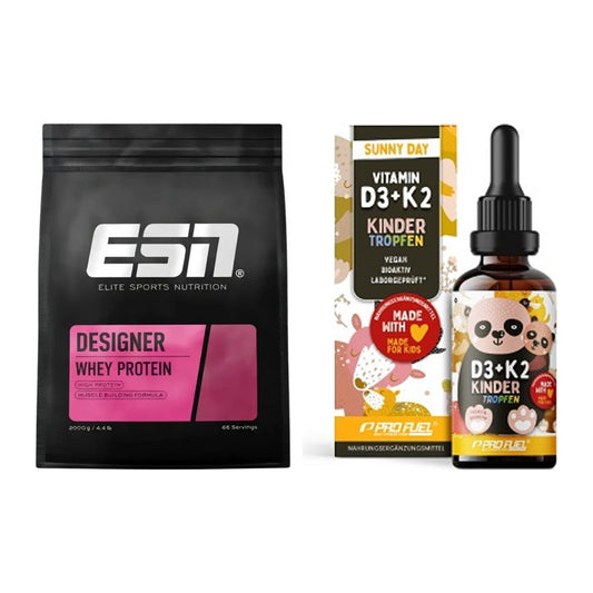 Basis-Set: ESN Designer Whey + ProFuel VITAMIN D3 + K2 Kinder – alle enthaltenen Artikel