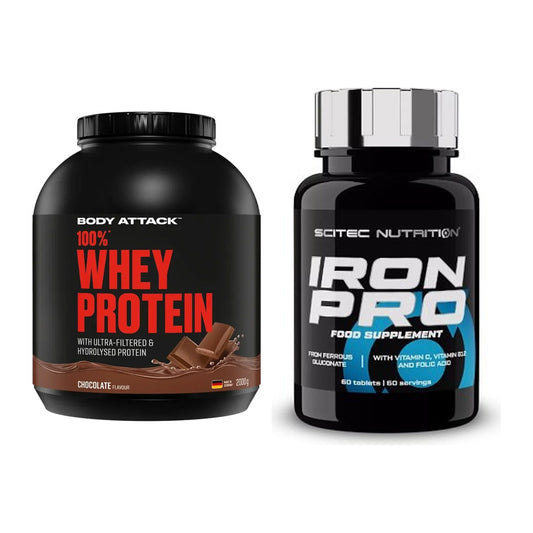 Basis-Set: Body Attack 100% Whey Protein + Scitec Iron Pro – alle enthaltenen Artikel