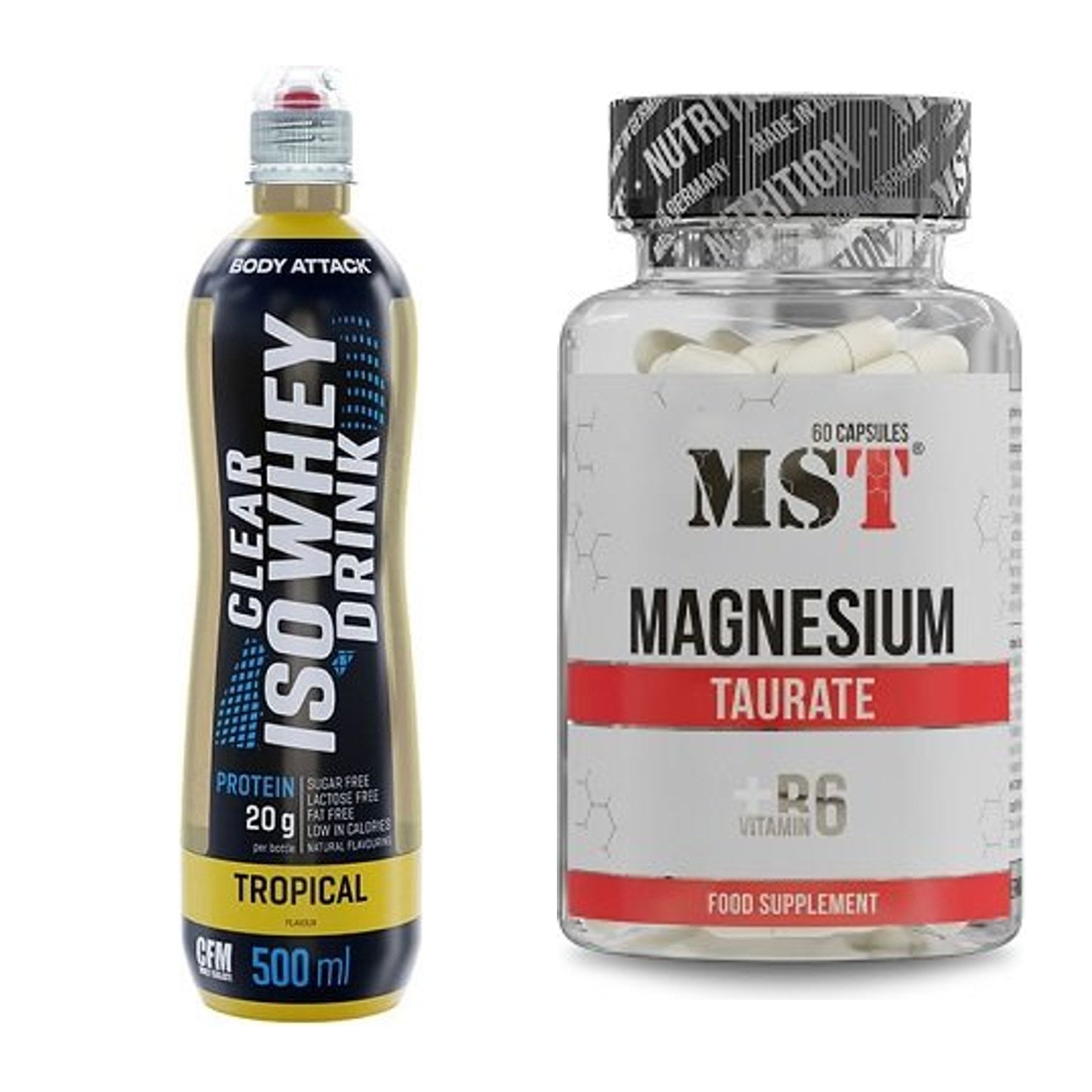 Basis-Set: Body Attack Clear Iso Whey Drink + MST Magnesium Taurat – alle enthaltenen Artikel
