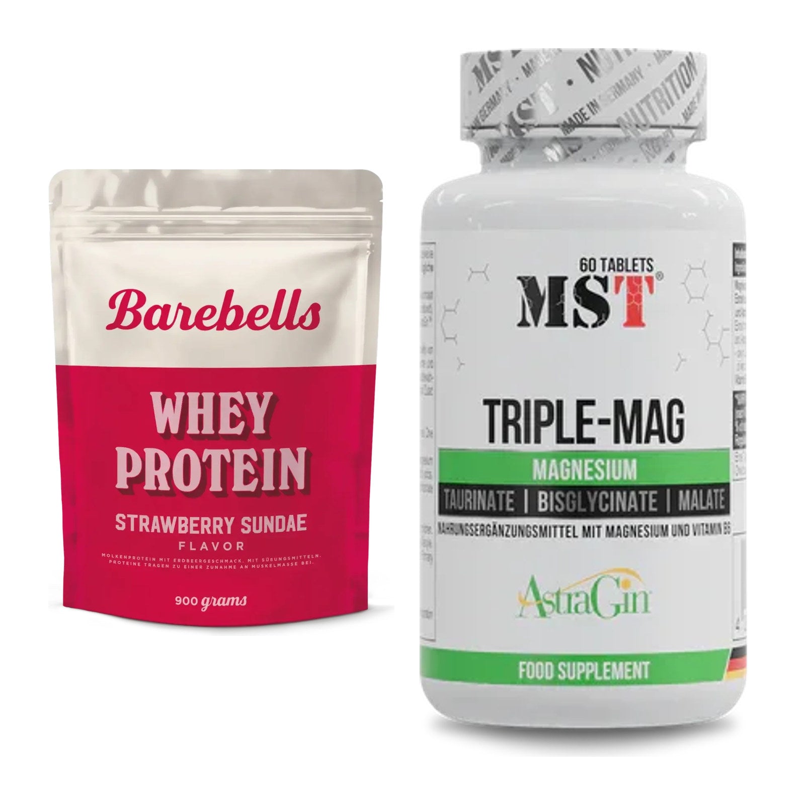 Basis-Set: Barebells Whey Protein + MST Tripple Mag – alle enthaltenen Artikel