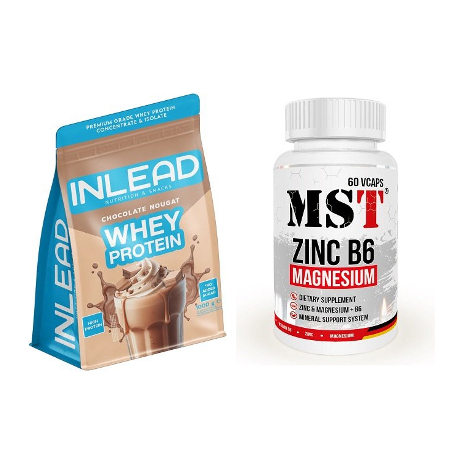 Basis-Set: INLEAD Whey Protein + MST Zinc + Magnesium + B6 60 – alle enthaltenen Artikel