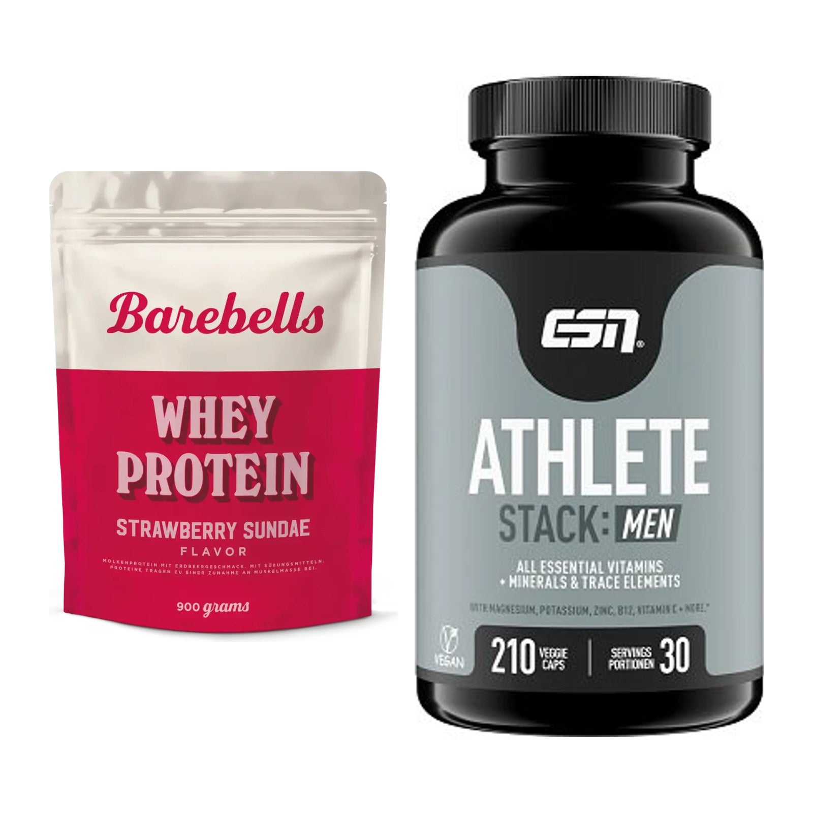 Basis-Set: Barebells Whey Protein + ESN Athlete Stack:MEN – alle enthaltenen Artikel