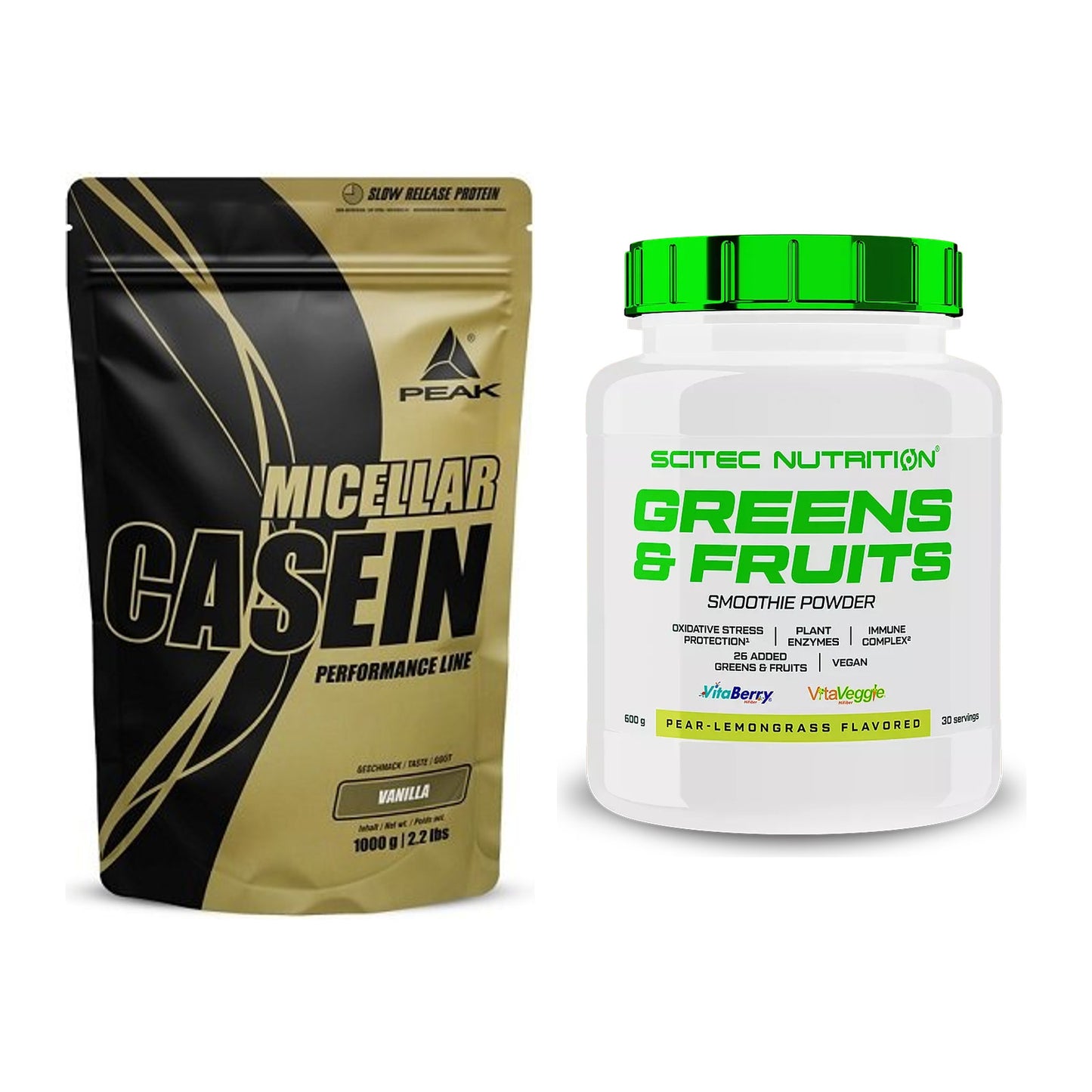 Basis-Set: Peak Micellar Casein + Scitec Greens & Fruits – alle enthaltenen Artikel