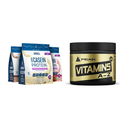 Basis-Set: Applied Nutrition 100% Casein + Peak Vitamin A-Z 180 Tabl. – alle enthaltenen Artikel
