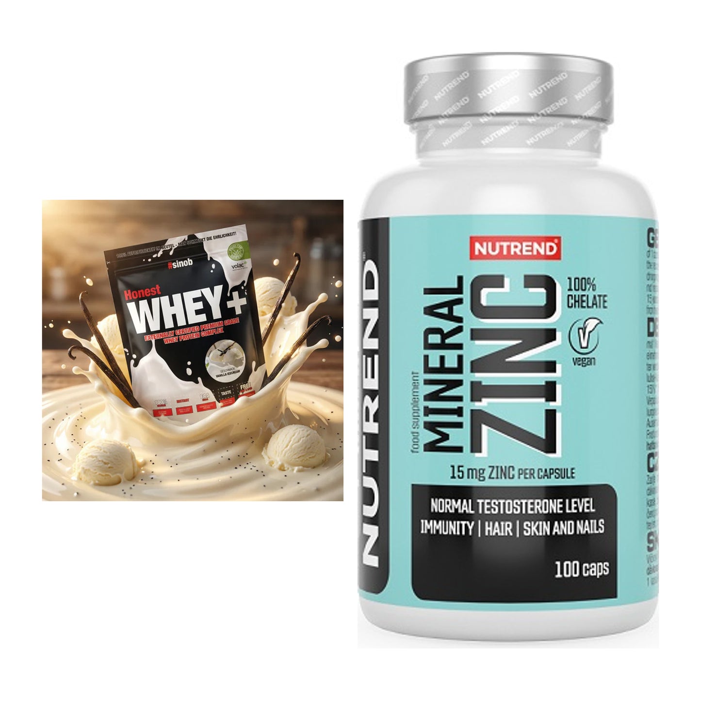 Basis-Set: Sinob Honest Whey+ + Nutrend Zinc Chelate 15mg – alle enthaltenen Artikel