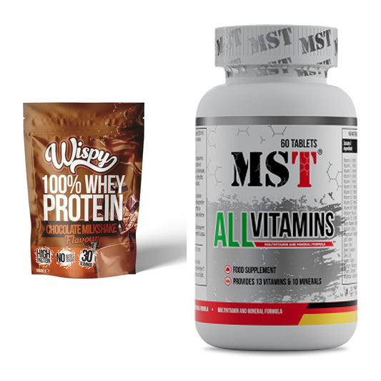 Basis-Set: Wispy Whey 100% + MST All Vitamins 60 Pillen – alle enthaltenen Artikel