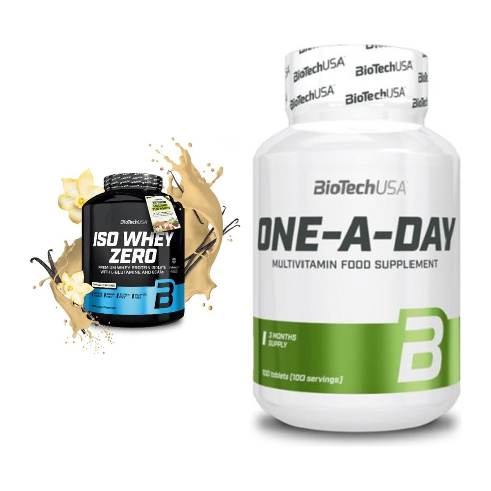 Basis-Set: BioTech Iso Whey Zero + BioTech One A Day 100 Tabl. – alle enthaltenen Artikel