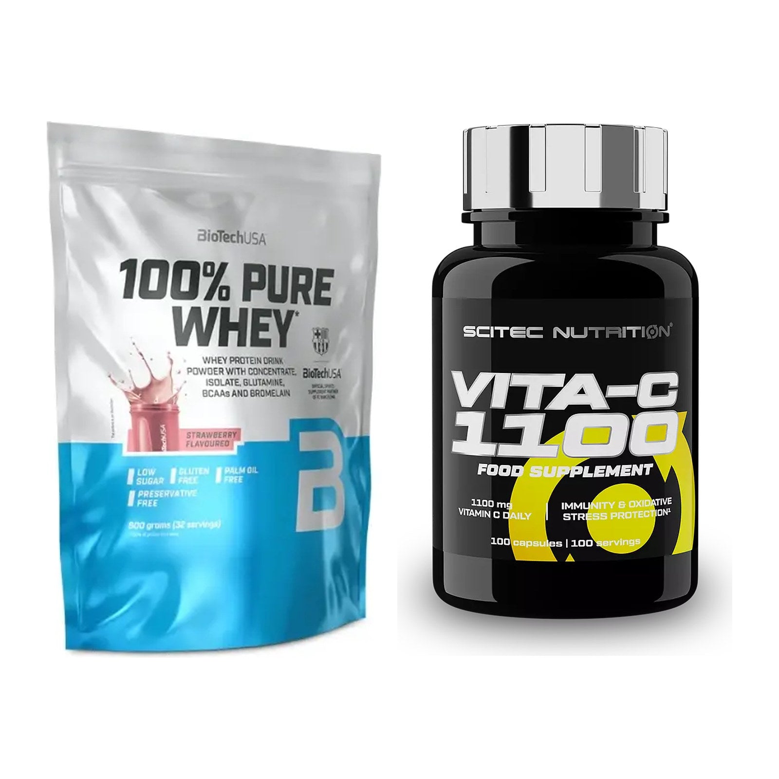 Basis-Set: BioTech 100% Pure Whey + Scitec Vitamin C 1100 – alle enthaltenen Artikel