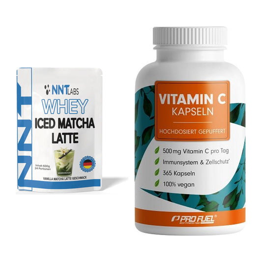 Basis-Set: NNT Whey ICED MATCHA LATTE + ProFuel Vitamin C gepuffert – alle enthaltenen Artikel