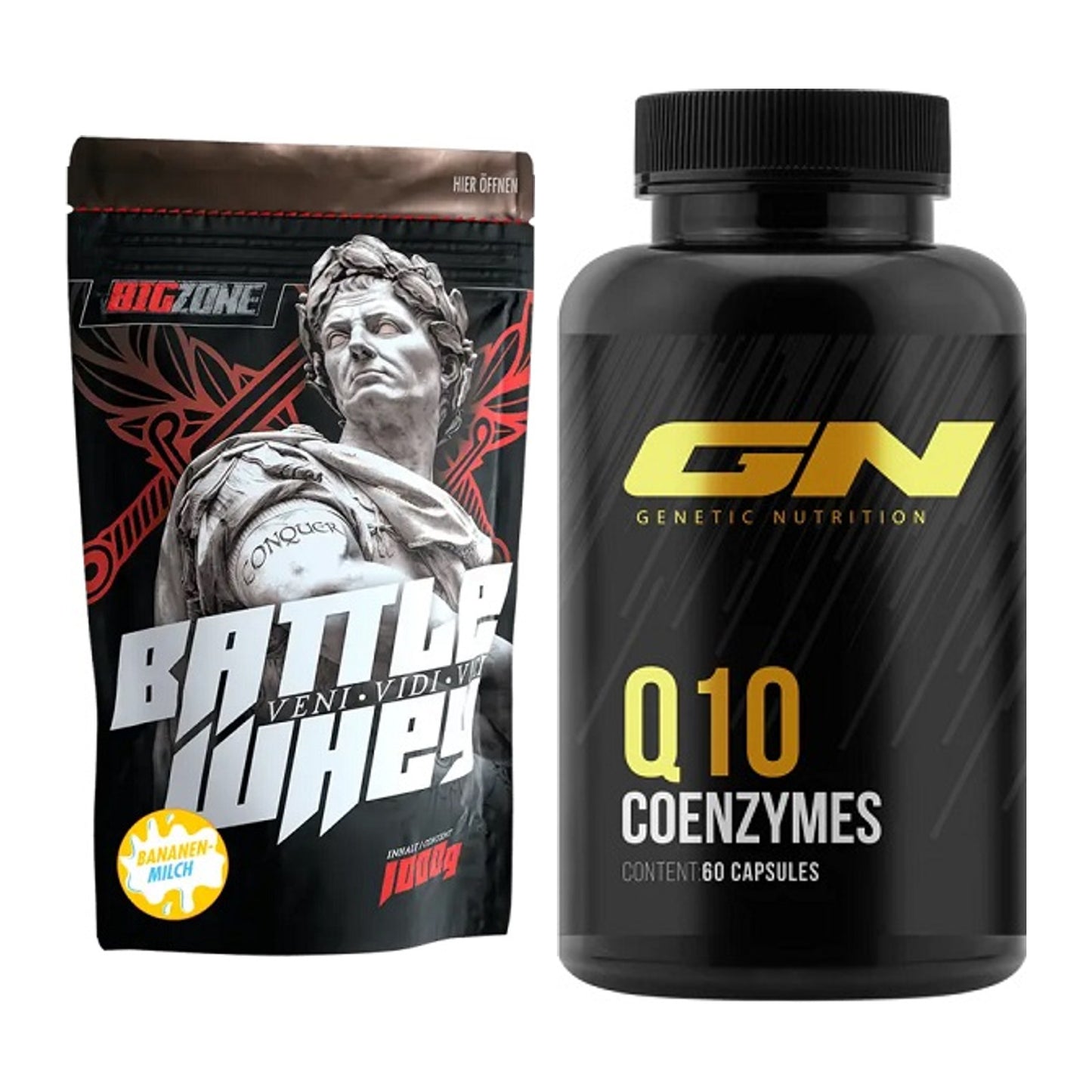 Basis-Set: Big Zone Battle Whey + GN Q10 Health Line – alle enthaltenen Artikel