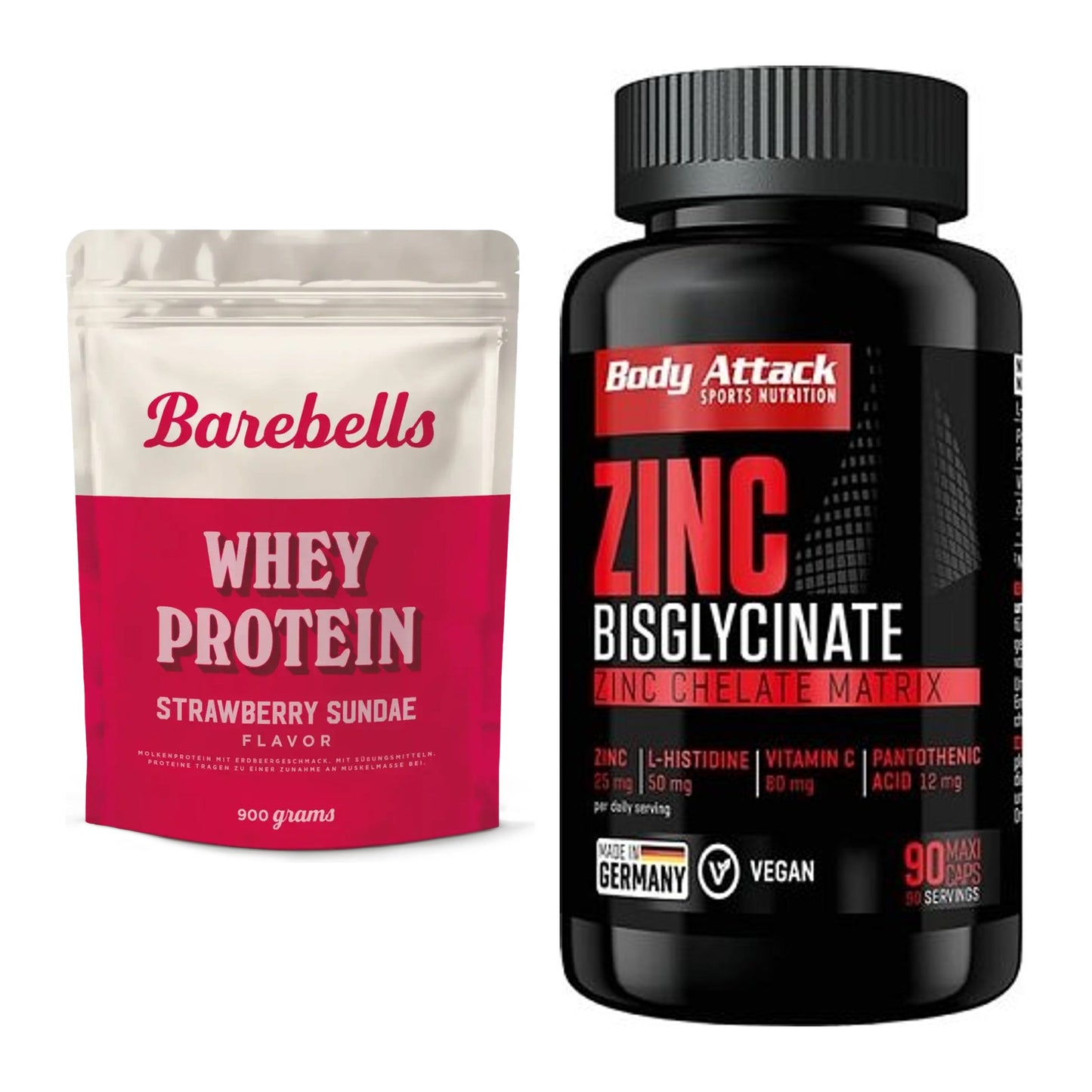 Basis-Set: Barebells Whey Protein + Body Attack Zink Bisglycinate – alle enthaltenen Artikel
