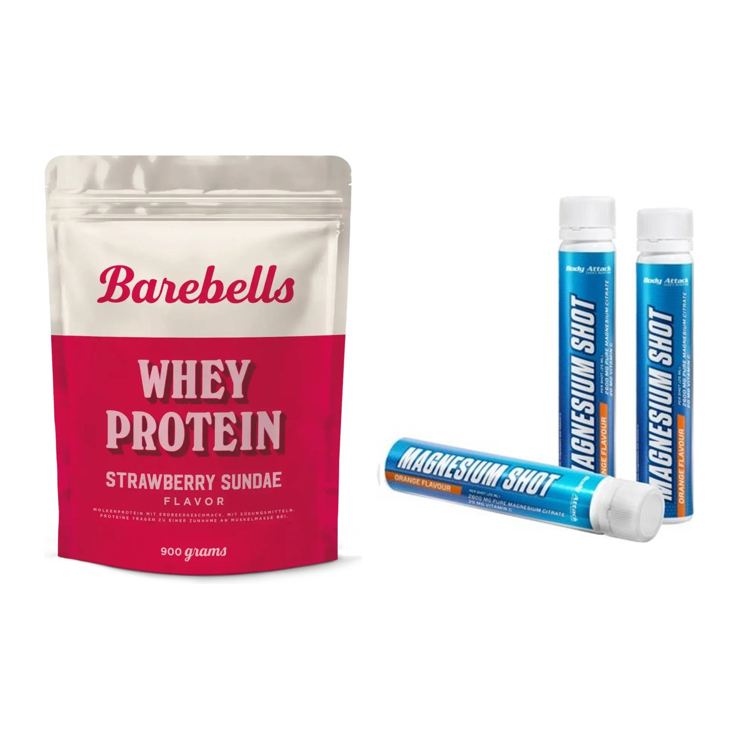 Basis-Set: Barebells Whey Protein + Body Attack Magnesium Shots – alle enthaltenen Artikel