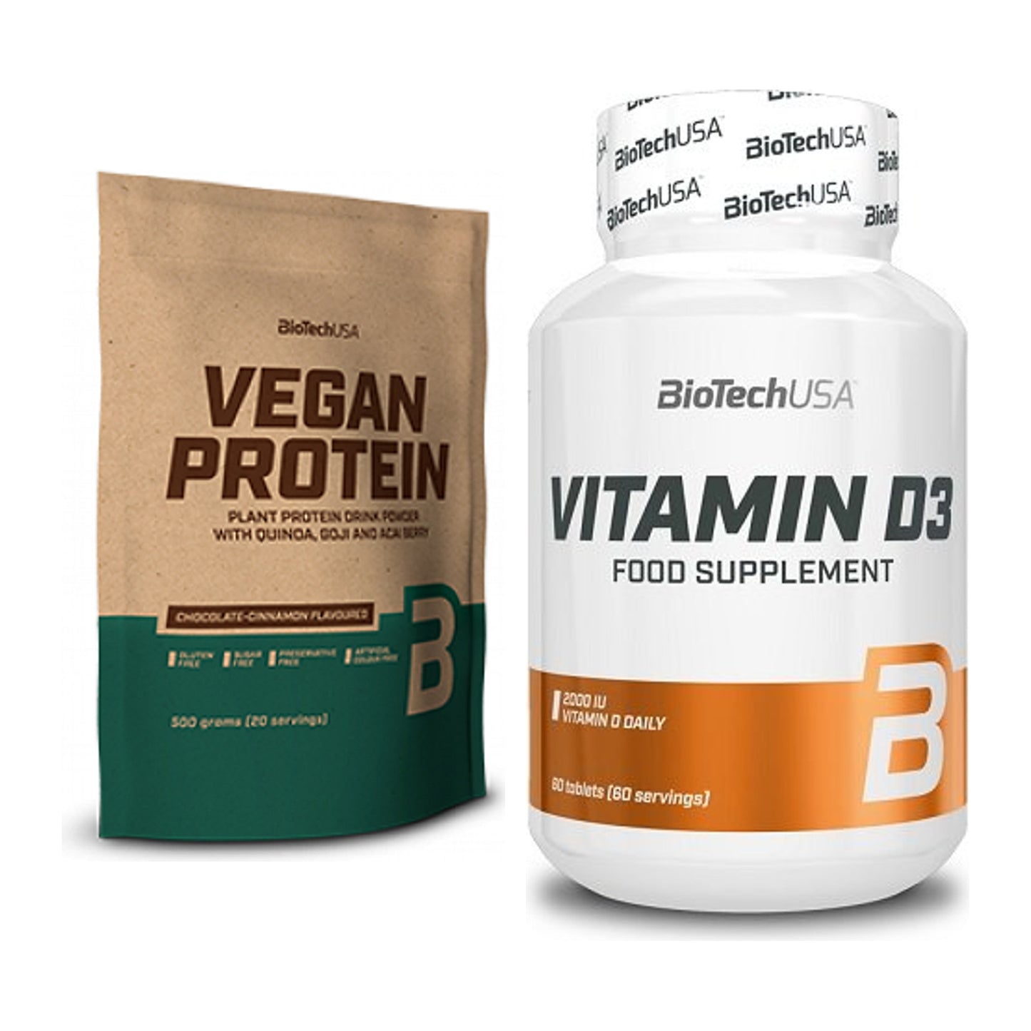 Basis-Set: BioTech Vegan Protein + BioTech Vitamin D3 – alle enthaltenen Artikel