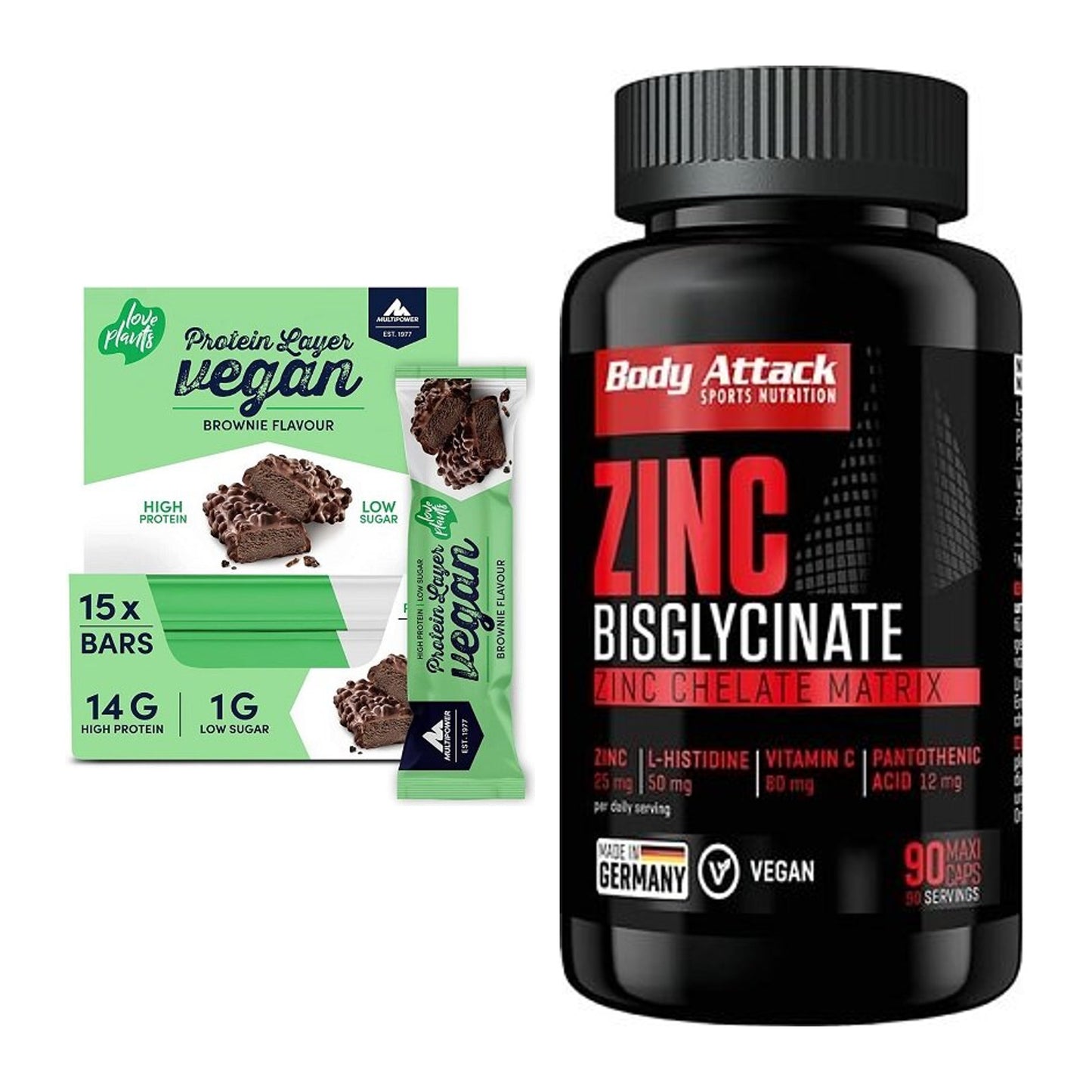 Basis-Set: Multipower Vegan Protein + Body Attack Zink – alle enthaltenen Artikel