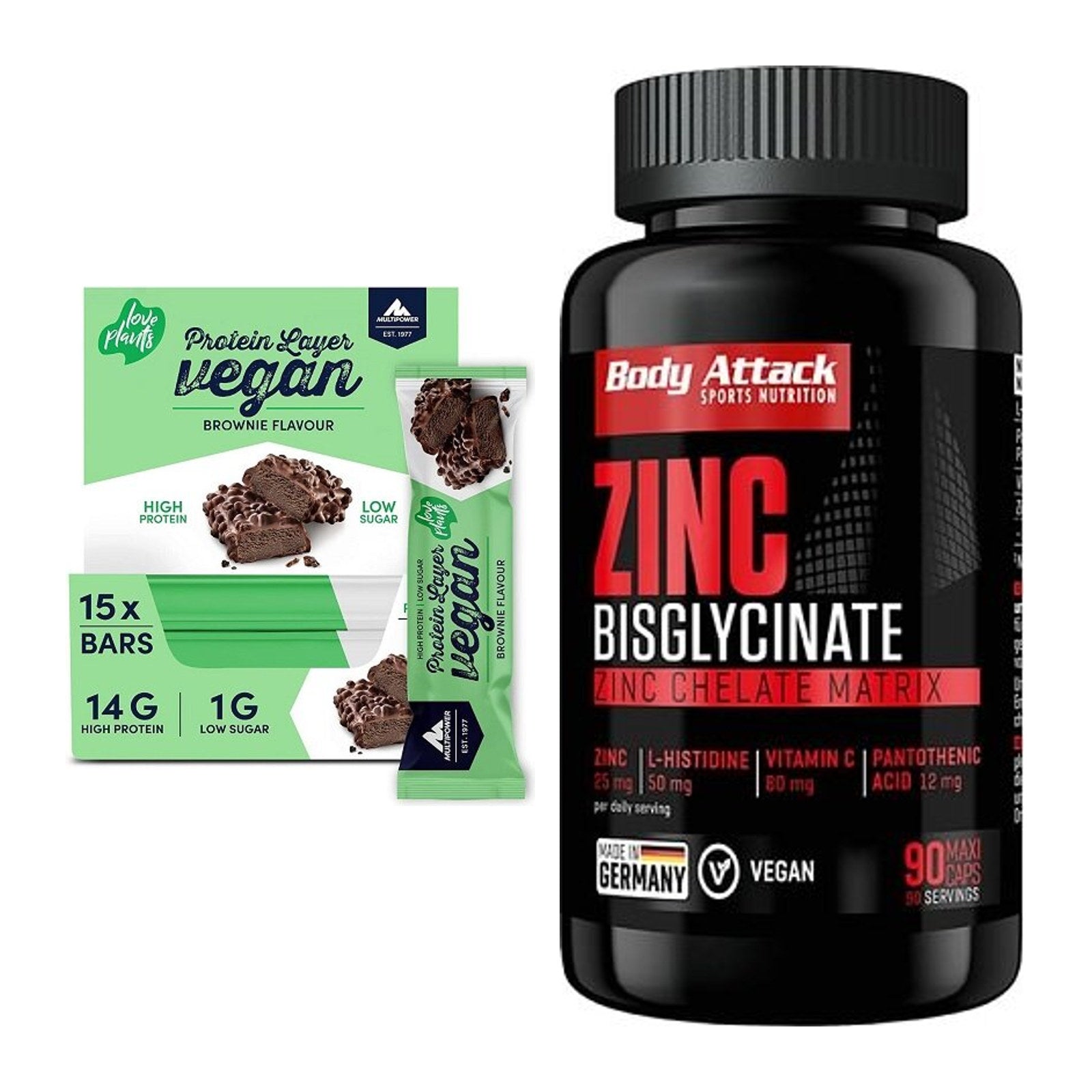 Basis-Set: Multipower Vegan Protein + Body Attack Zink – alle enthaltenen Artikel