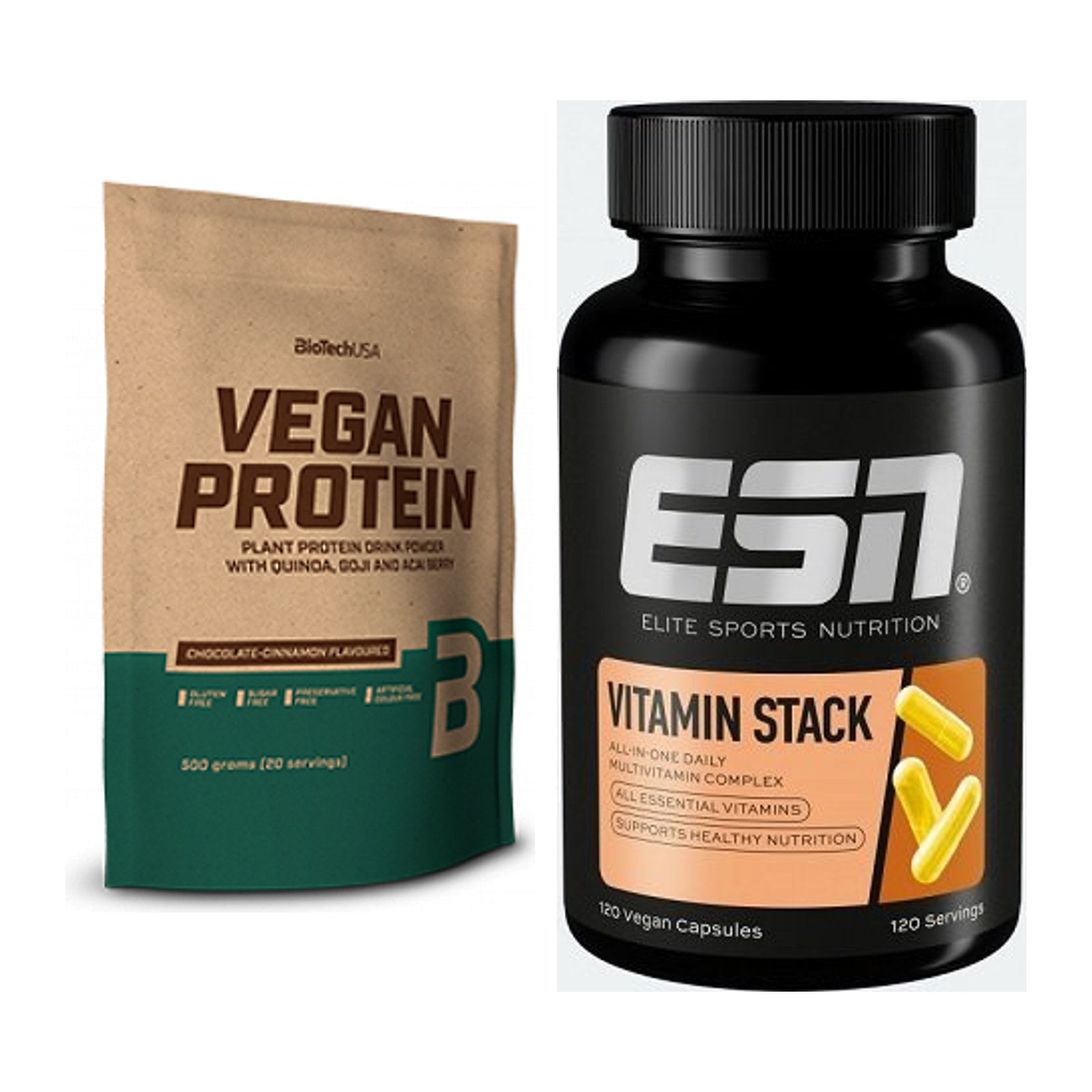 Basis-Set: BioTech Vegan Protein + ESN Vitamin Stack – alle enthaltenen Artikel
