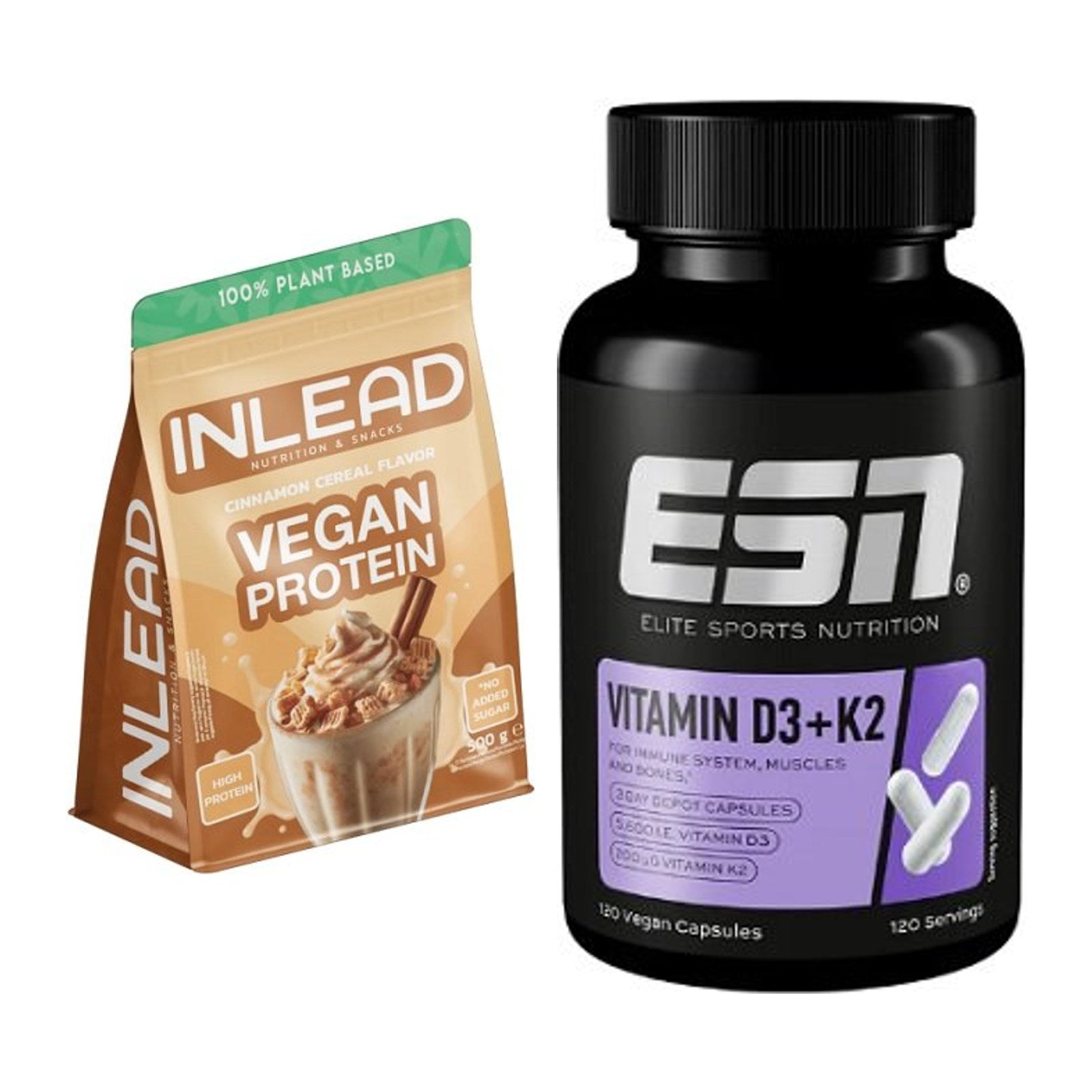 Basis-Set: INLEAD Vegan Protein + ESN Vitamin D3 + K2 – alle enthaltenen Artikel